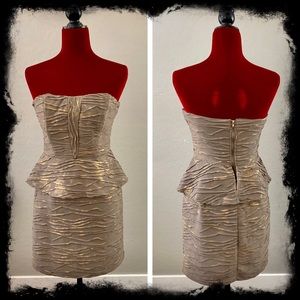 TEEZE ME peplum strapless dress - olive with gold